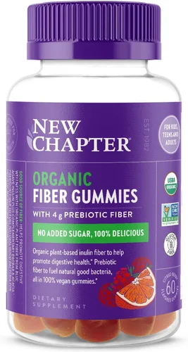 New Chapter Gomitas de fibra orgánica para adultos y niños (a partir de 4 años), fibra prebiótica a base de plantas para la salud digestiva,