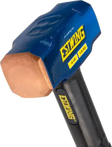 Miniatura 2 de Estwing Martillo de trineo de cobre de 4 libras para uso en metalurgia/automoción/minería, cabeza bloqueada de acero, mango indestructible de 16
