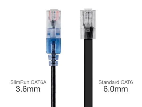 Miniatura 3 de Monoprice Cat6A - Cable de conexión Ethernet de 6 pulgadas, negro, UTP, 30 AWG, 10G, cable de cobre puro desnudo, sin enganche, RJ45, serie SlimRun