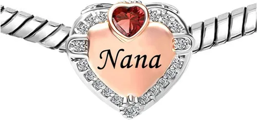Miniatura 3 de KunBead Abalorios con forma de corazón de oro rosa para abuelas y abuelas compatibles con pulsera Pandora, regalos de joyería de cumpleaños