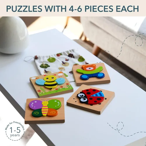Miniatura 3 de Magifire Rompecabezas de madera, juego de 4 juguetes de rompecabezas para niños pequeños de 1 a 3 años, juguetes educativos para bebés con piezas