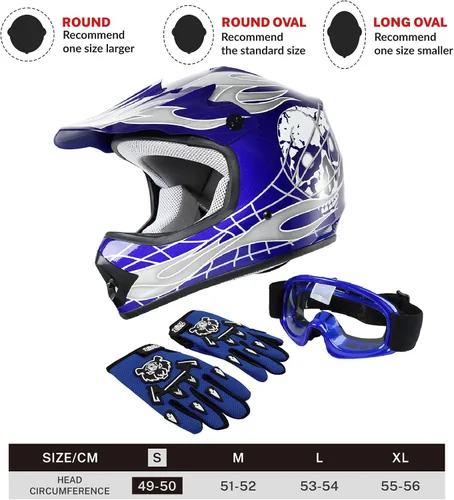 Miniatura 4 de SLMOTO Dot Casco para Jóvenes Niños Casco de Motocross Todoterreno Calle Casco de Motocicleta Casco de Dirt Bike Motocross ATV Diseño de Calavera