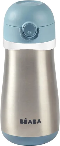 Miniatura 8 de BEABA - Botella de agua para niños con aislamiento de acero inoxidable, termo con boquilla a prueba de derrames y parte superior cerrada, perfecta