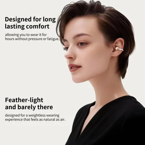 Miniatura 6 de Auriculares de oreja abierta mejorados con clip, ajuste cómodo y sonido cristalino, 80 horas de reproducción Bluetooth 5.4 inalámbricos para mujer