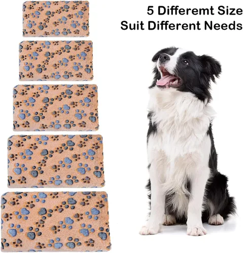 Miniatura 2 de Dono 1 paquete de 3 mantas para perros, manta de forro polar suave y esponjosa para mascotas, tapete cálido para dormir, diseño de huellas