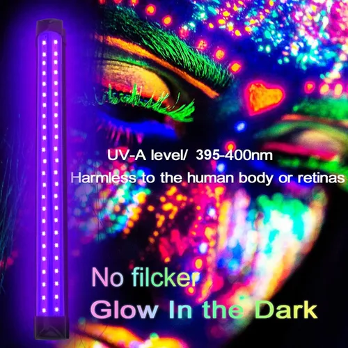 Miniatura 3 de Paquete de 4 Barras de Luz Negra LED de 10W 48 LED de 1 Pie 395-400nm Tubo de Luz Negra UV con Cable de 5.9 Pies+Enchufe+Interruptor Accesorios
