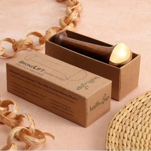 Miniatura 9 de SoulGenie HealthAndYoga™ BronzLift Kansa Masajeador facial y vial de prueba de aceite facial Kumkumadi - Kansa Wand Ayurveda Beneficios del bronce