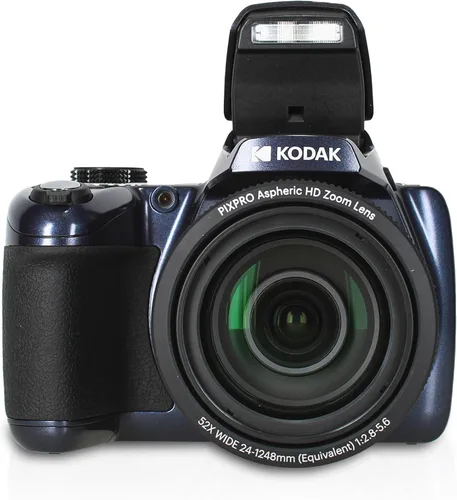 Miniatura 2 de Cámara digital Kodak Pixpro AZ528 (azul) Paquete que incluye: tarjeta de memoria de 32 GB, kit de filtros, lector de tarjetas, correa de mano
