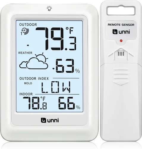 Miniatura 10 de Termómetro inalámbrico para interiores y exteriores, estación meteorológica inalámbrica, monitor de humedad y temperatura, funciona
