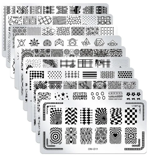 Miniatura 11 de Juego de sellos de uñas, 10 unidades, diseño geométrico, plantilla de placa de uñas, accesorios de arte de uñas, para bricolaje y salón de belleza