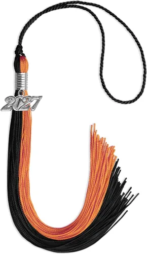 Miniatura 101 de Endea Graduation Borla de doble color con gota de fecha plateada (negro/oro antiguo, 2025)