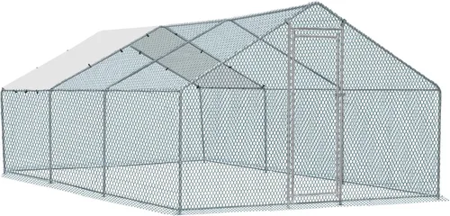 VINGLI Gallinero grande de metal para pollos, gallinero con cubierta impermeable anti-UV, corral de pollo de alta resistencia con bloqueo de Negro