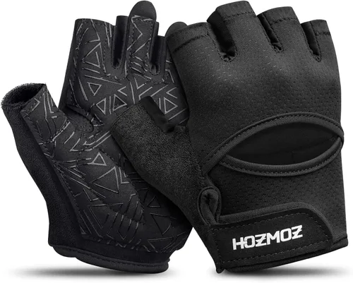 HOZMOZ Guantes ventilados para levantamiento de pesas, guantes de gimnasio gruesos y acolchados con protección completa de la palma, agarre y