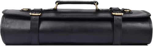Miniatura 12 de Aaron Leather Goods Vendimia Estilo Bolsa de Almacenamiento de Rollo de Cuchillos de Cuero, 10 Bolsillos Elásticos y Expandibles, Correa de Hombro