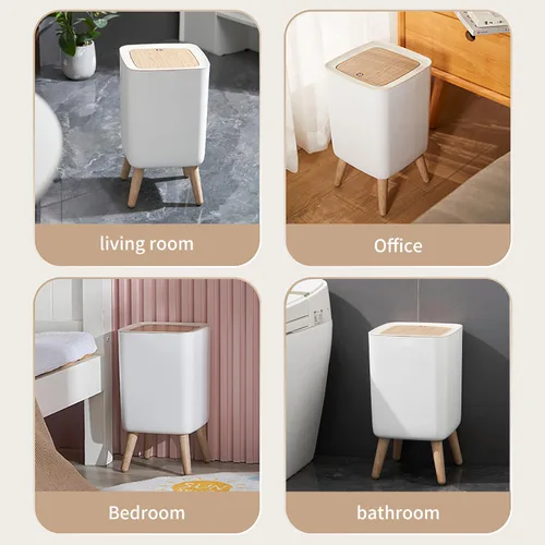 Miniatura 7 de WanWanKa Mini bote de basura de plástico blanco, capacidad de 2.6 galones, diseño delgado, antiolor, fácil de limpiar, adecuado para cualquier lugar