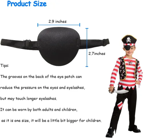 Miniatura 5 de 6 piezas de parches oculares, parches oculares ajustables suaves para adultos y niños, parche ocular médico para ambliopía y ojo vago, para ojos