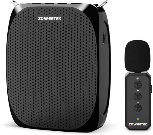ZOWEETEK Amplificador de voz con micrófono inalámbrico Lavalier para profesores, micrófono de profesor con altavoces, sistema de micrófono