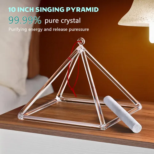 Miniatura 2 de CVNC Instrumento musical curativo de pirámide de cristal de cuarzo de 10 pulgadas + bolsa de transporte de energía potente 2-plateado