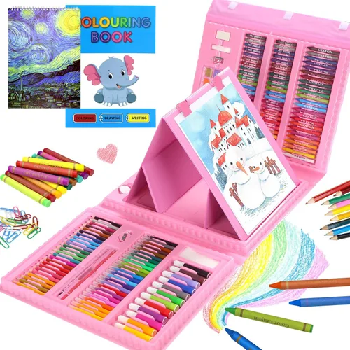 Suministros de arte, paquete de 208 suministros de dibujo para niñas, niños, principiantes, adolescentes, kit de pintura artística, estuche de