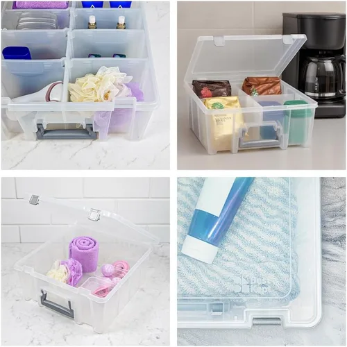 Miniatura 6 de Best Kept Super Satchel - Caja de doble compartimento profundo, almacenamiento de arte con 8 compartimentos extraíbles, cierre inteligente