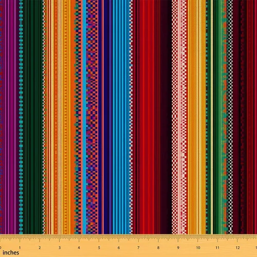 Miniatura 7 de Tela con Patrón Africano Mexicano por Yarda, Arte Abstracto Étnico Tribal Decoración Exterior, Estilo Azteca Estilo Moderno, Tela Exótica para Multi