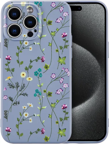 Miniatura 50 de RALEAVO Funda Floral para iPhone 12, Cubierta de Silicona Líquida con Bonito Patrón de Rama de Flores para Niñas y Mujeres, Funda Protectora de Goma