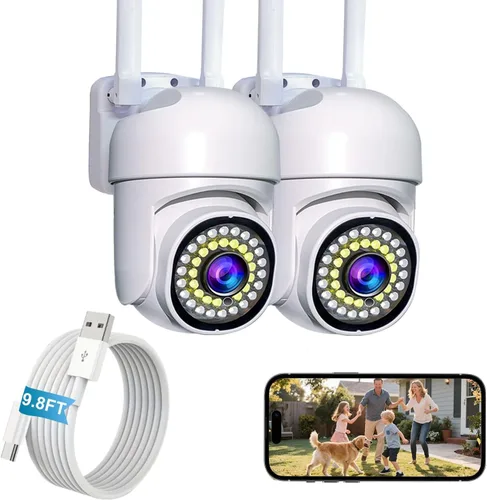 Miniatura 11 de Cámara de seguridad de 3MP para exteriores, cámaras HD 2K para seguridad del hogar, compatible con WiFi de 2.4 GHz, seguimiento automático PTZ de 1