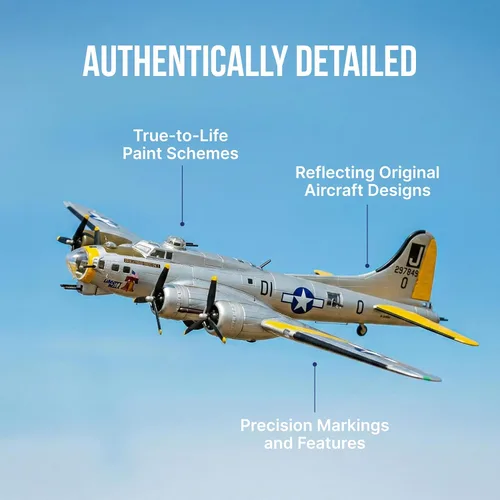 Miniatura 6 de Daron Boeing B-17 Flying Fortress B-17G Modelo fundido a presión – Réplica de bombardero pesado a escala 1:155 de la Segunda Guerra Mundial