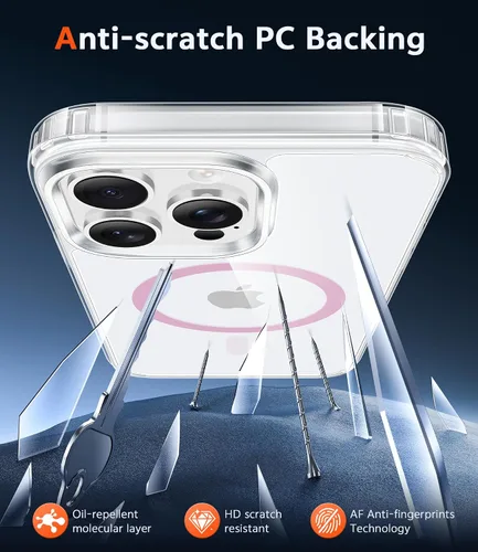 Miniatura 185 de FNTCASE Funda para iPhone 13 Pro-Max: Fundas magnéticas transparentes compatibles con Magsafe Slim anti amarillamiento protección contra caídas