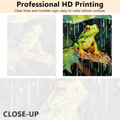 Miniatura 3 de TUMOVO Pintura por números para adultos y niños, rana sentada en una rama, pintura por números, pinturas al óleo, artes y manualidades, kits