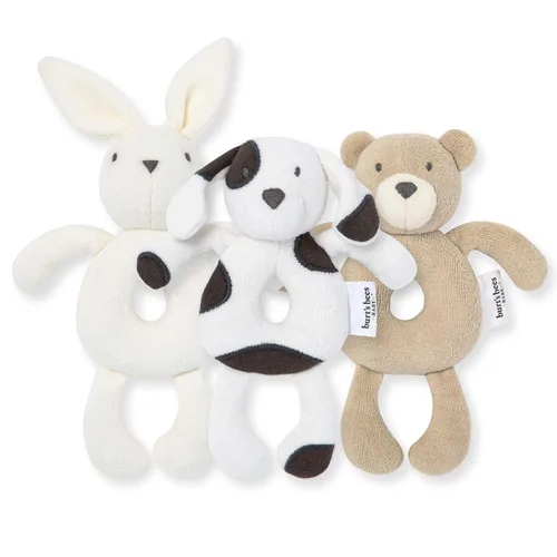 Miniatura 2 de Burt's Bees Baby Sonajero Unisex para Bebé, Peluche Sensorial de Animales de Guardería Hecho con Carcasa de Algodón 100% Orgánico y Relleno de Bunny