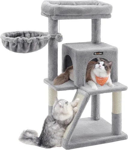 FEANDREA Árbol para gatos con postes de rascar cubiertos de sisal; torre para gatos, condominio para gatos