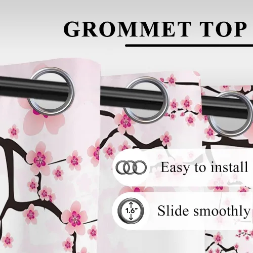 Miniatura 129 de Cortinas japonesas con pintura de tinta, monte Fuji, sol rojo, puesta de sol, hojas de bambú, cortinas de ventana para dormitorio, sala de estar