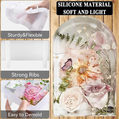 Miniatura 3 de Moldes de silicona grandes para fundición de resina, formas arqueadas para preservación de flores, organizador de escritorio de libros, regalos