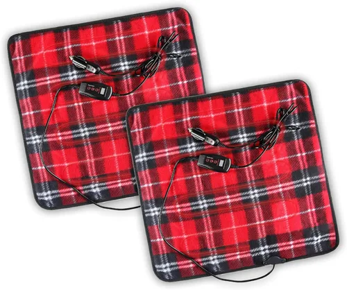 ZONETECH Almohadilla de calentamiento a cuadros rojos, calienta en climas fríos, tamaño perfecto para mascotas (paquete de 2 cuadros rojos)