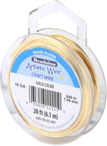 Miniatura 48 de Artistic Wire, alambre para manualidades de calibre 22 bañado en plata, resistente a las manchas, color cobre, blanco, 9,1 m