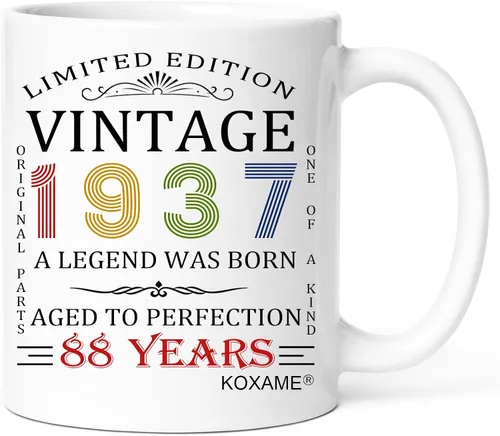 Miniatura 54 de Regalos de cumpleaños número 100 para hombres, taza de café vintage de 1926 de 11 onzas para mujeres, regalo de broma para hombre de 100 años