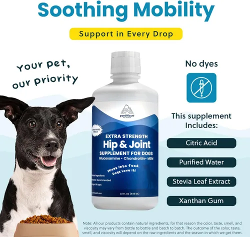 Miniatura 5 de Paramount Pet Health Glucosamina concentrada totalmente natural para perros grandes – 5200 mg de glucosamina condroitina para perros – Suplemento