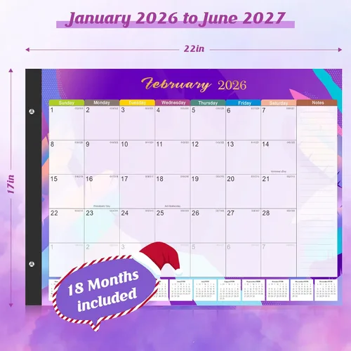 Miniatura 2 de Gannyfer Calendario de escritorio 2026-18 meses, calendario de escritorio grande, para usar ahora hasta diciembre de 2026, calendario de escritorio