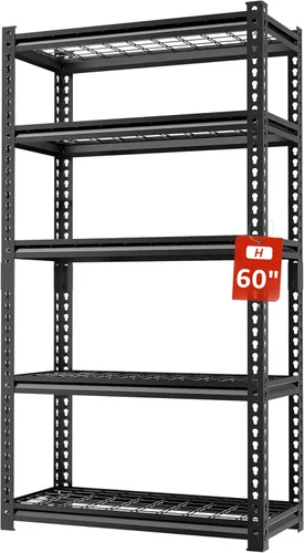 Miniatura 10 de 62" W x 24" D x 84" H Estantería de Garaje de Metal Resistente, Estantes de Almacenamiento de 3500LBS, Estantes de Metal Ajustables