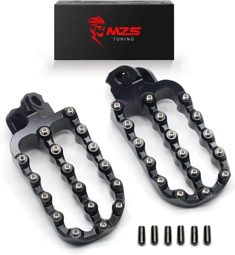 Miniatura 8 de MZS Estriberas para Dirt Bike, Estriberas CNC Motocross KLX 110 Reposapiés MX Pedal de Descanso Verde Compatible con KLX110 2002-2024 / KLX110L