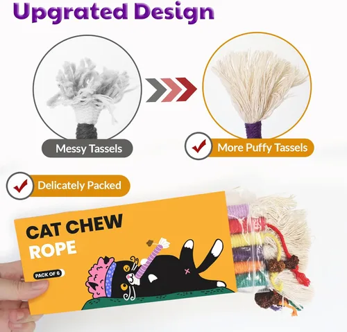 Miniatura 2 de Juguetes para gatitos, juguete masticable para limpieza de dientes, juguetes de cuerda de hierba gatera para gatitos de interior, juguetes