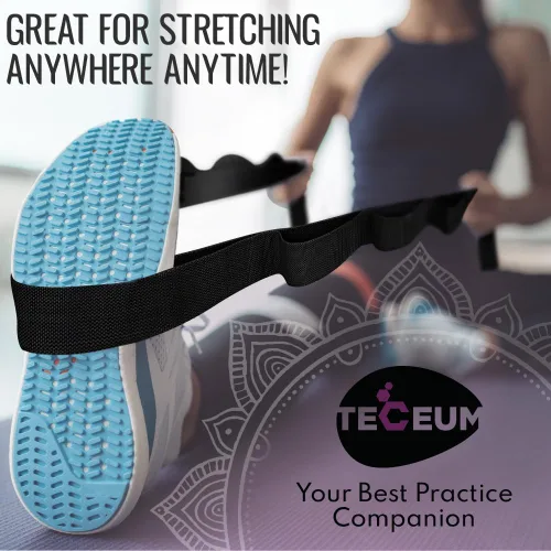 Miniatura 8 de TECEUM Stretching Strap with 10 Loops for Physical Therapy & Rehab Non-Elastic Yoga Stretch Band for Hamstring, Leg, Hip & Knee Rehab, Pilates