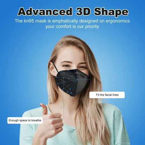 Miniatura 5 de YOTU Mascarillas KN95, 60 unidades, 5 capas de máscara antipolvo, eficiencia del filtro del 95%, adecuadas para el trabajo en casa, restaurantes