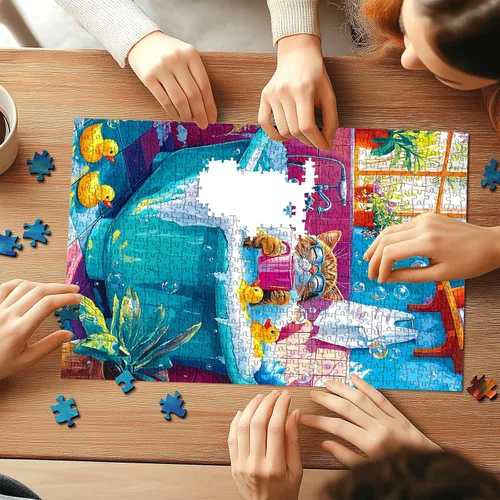 Miniatura 6 de Rompecabezas de 500 piezas para adultos, divertido rompecabezas de dibujos animados coloridos con letras en la parte posterior, bañera de pato
