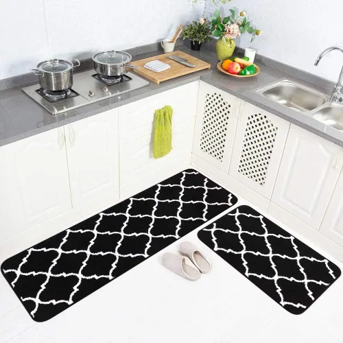Carvapet - Juego de 2 alfombras de microfibra para cocina, antideslizantes, suaves, alfombra de baño