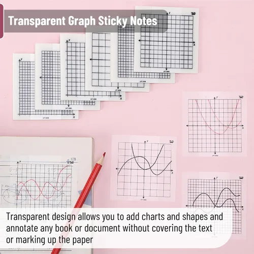 Miniatura 4 de Mr. Pen - Notas adhesivas transparentes con gráficos, 3 x 3 pulgadas, 6 blocs, 50 hojas/bloc 6 Grid Designs, Square Graph Paper Notes & Fineliner
