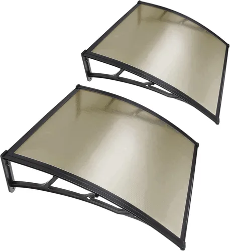Yescom - Toldo para ventana de puerta de patio o patio, protección contra la lluvia y la nieve, de policarbonato Tablero marrón y soporte negro