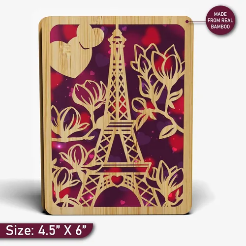Miniatura 4 de Tarjeta de feliz día de San Valentín para esposa o novia, hecha de bambú real, 5 x 7 pulgadas, 1 paquete (sobre incluido), corte láser, tarjeta