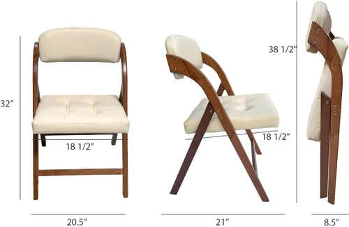 Miniatura 3 de Sillas plegables de madera con cojín, sillas plegables acolchadas para exterior, silla tapizada con asiento ancho, juego de 2 (madera fresa)